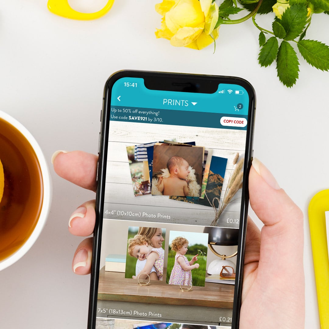 print sizes offer on Snapfish app shown on a phone