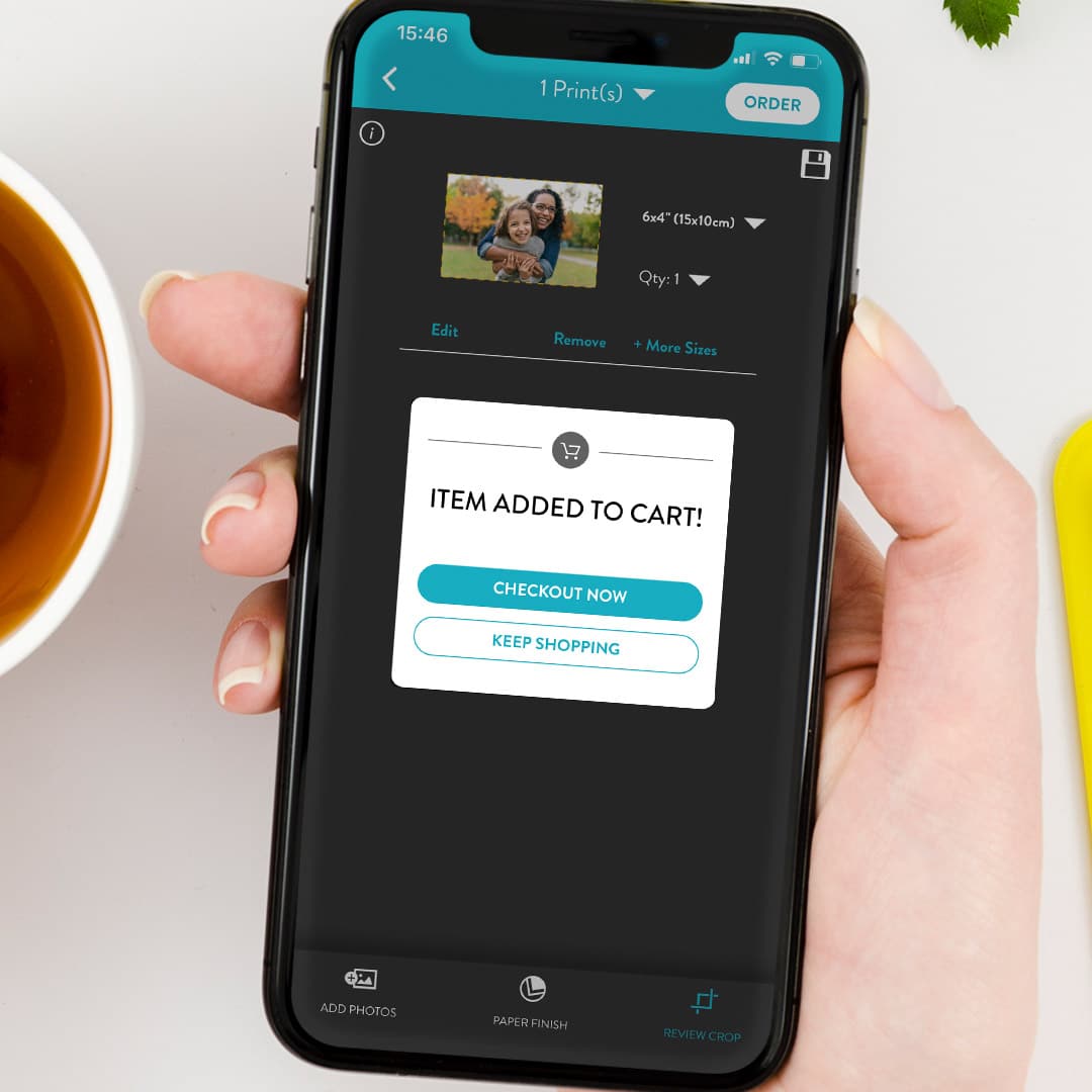 item added to chart image shown on a phone