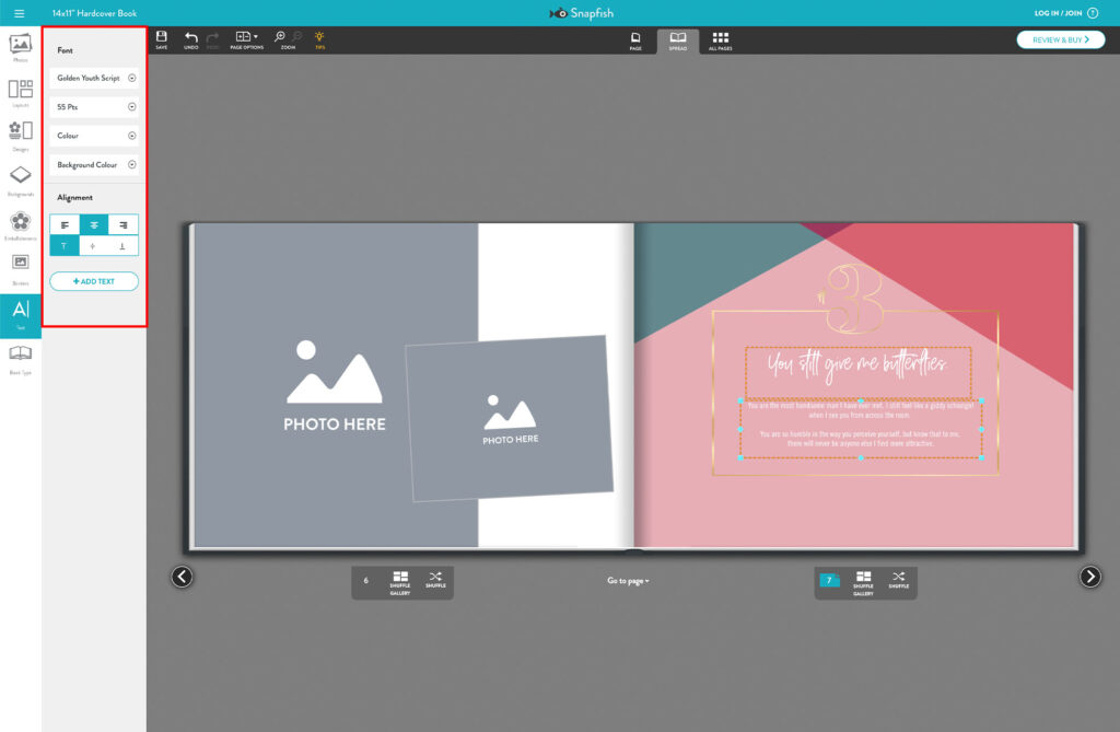 Create a unique photo book of your lifelong love story using your pictures