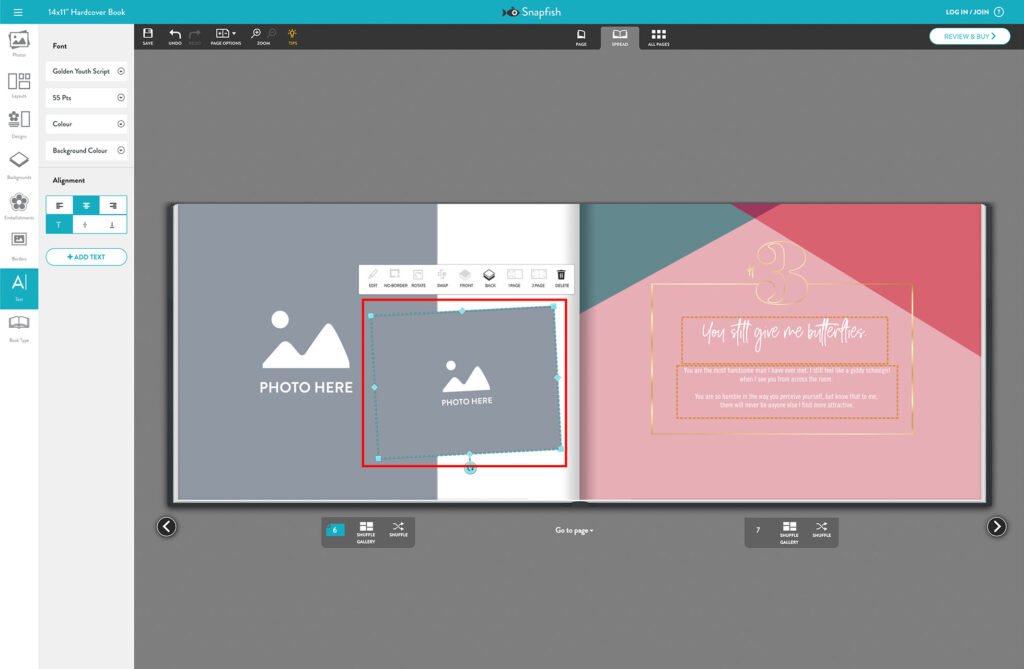 Create a unique photo book of your lifelong love story using your pictures