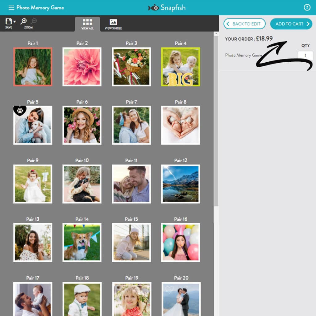 Photo Memory Game builder interface