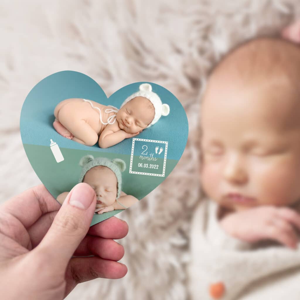an adorable magnet featuring the baby's face and birth date