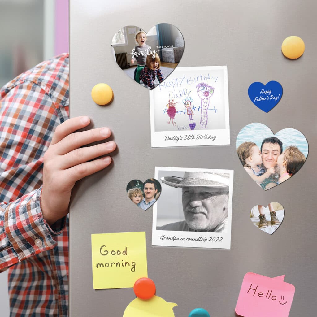 father's day themed heart shaped magnets