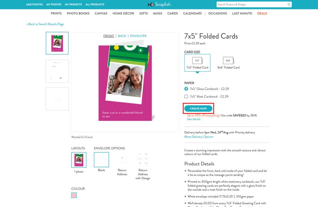 Snapfish + Macmillan are working in partnership to raise vital funds. For every greeting card or flat card set sold, Macmillan receive up to 15p for every card bought.