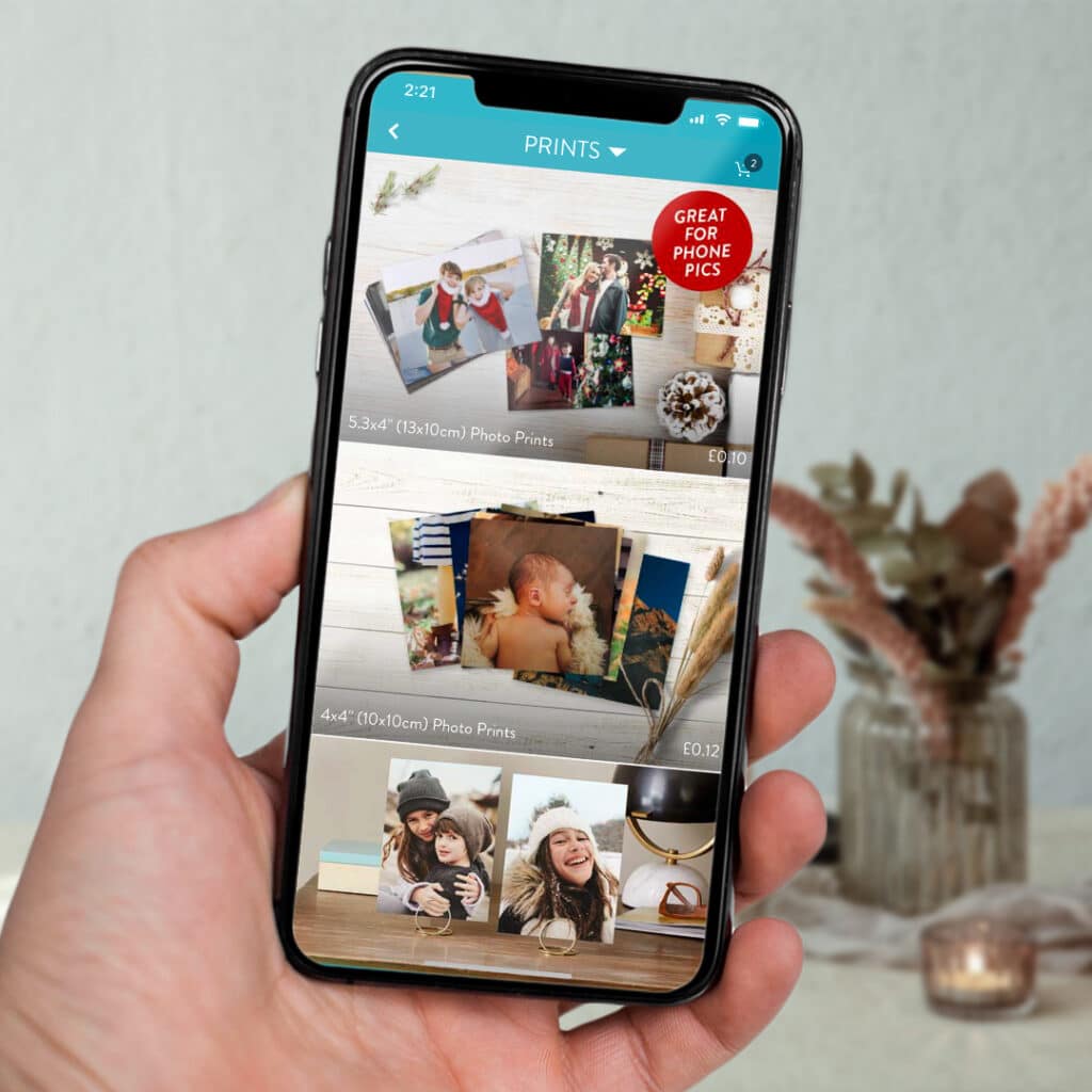 Snapfish app displayed on a mobile phone