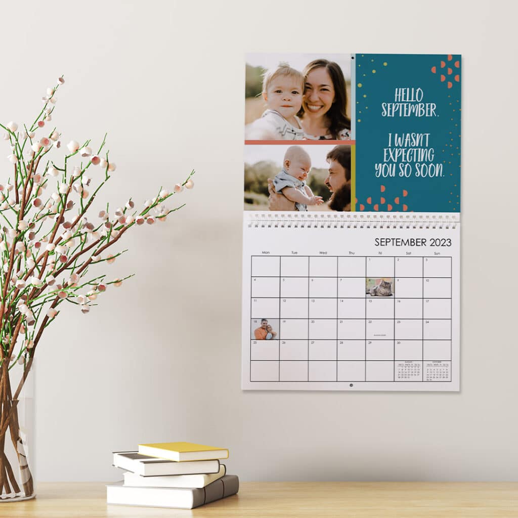 Macmillan Wall calendar on display on a wall