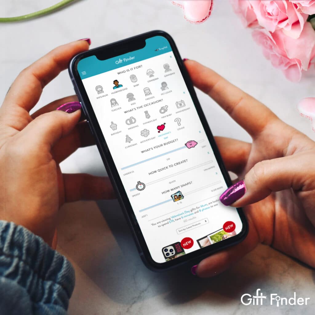 Giftfinder displayed on mobile device